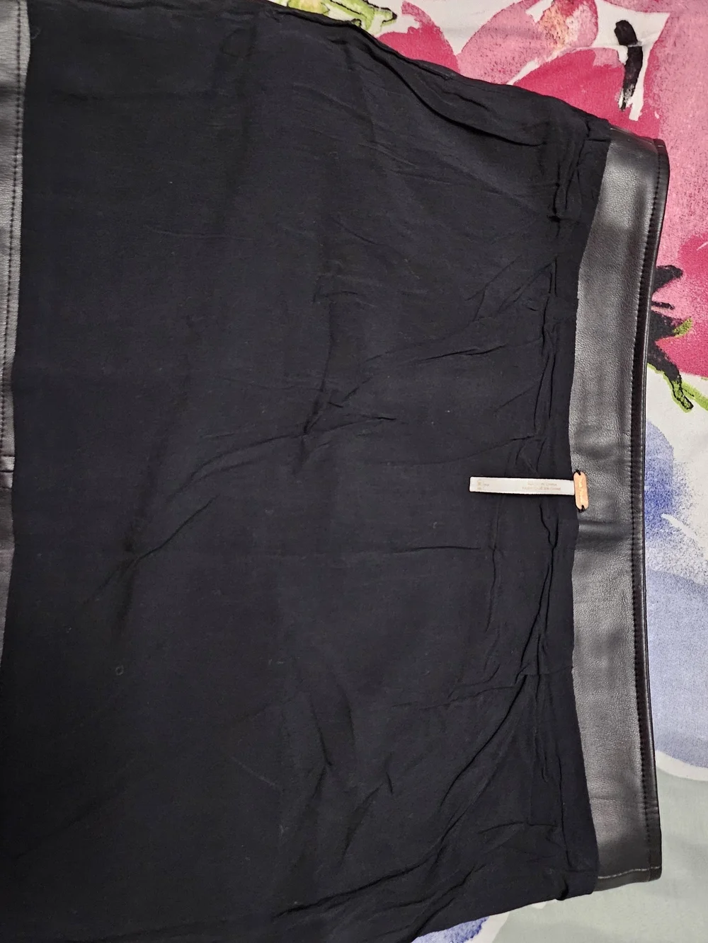 Free People Black Faux Leather Zip-Front Mini Skirt Size 2